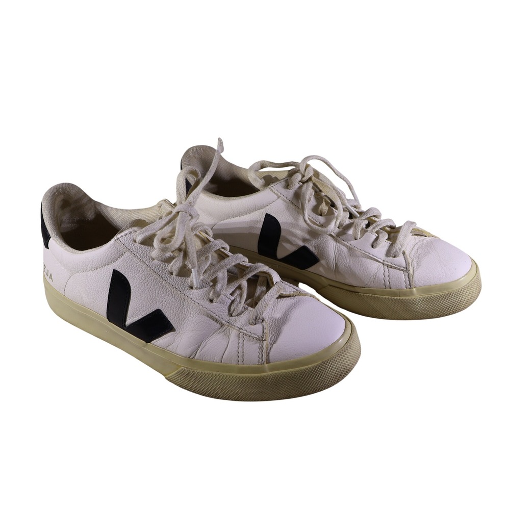 Veja Womens 9 Esplar Sneakers White Black Leather Low Top Lace Up T2 A